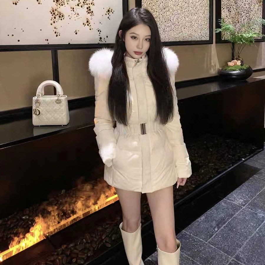 ベルトデザインファーダウンコート