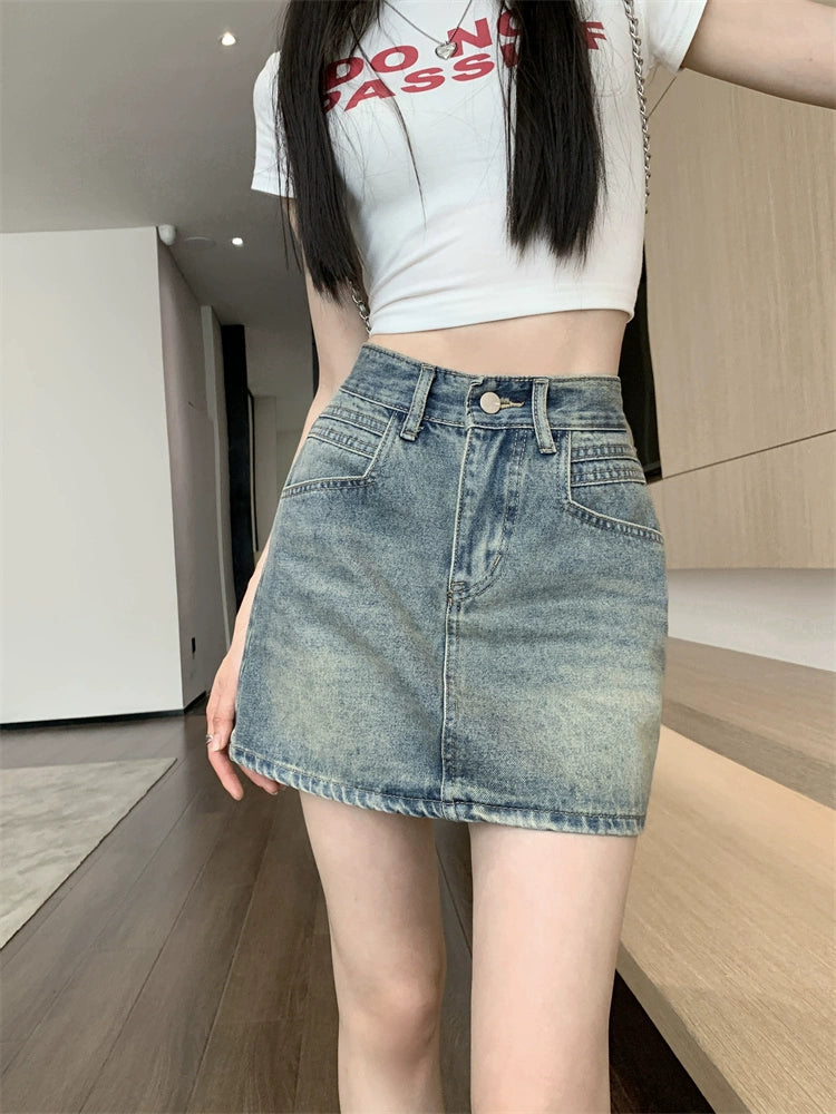 ウォッシュドデニムミニスカート