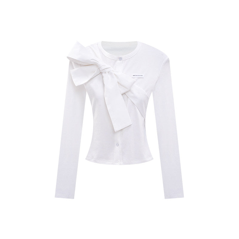 グレンチェックリボントップス