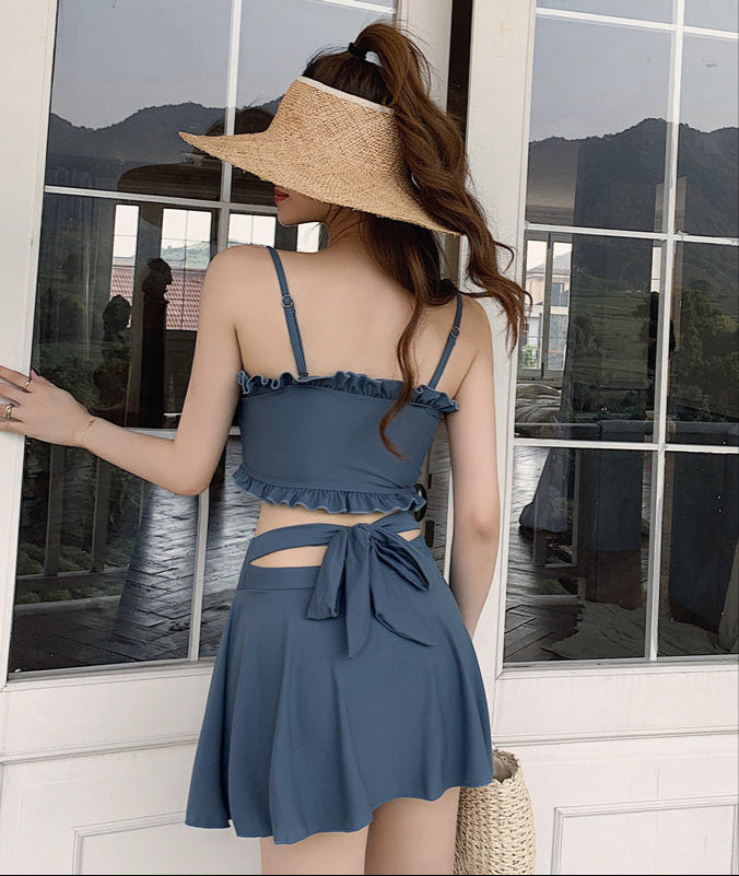 レースアップフレアスカートビキニ