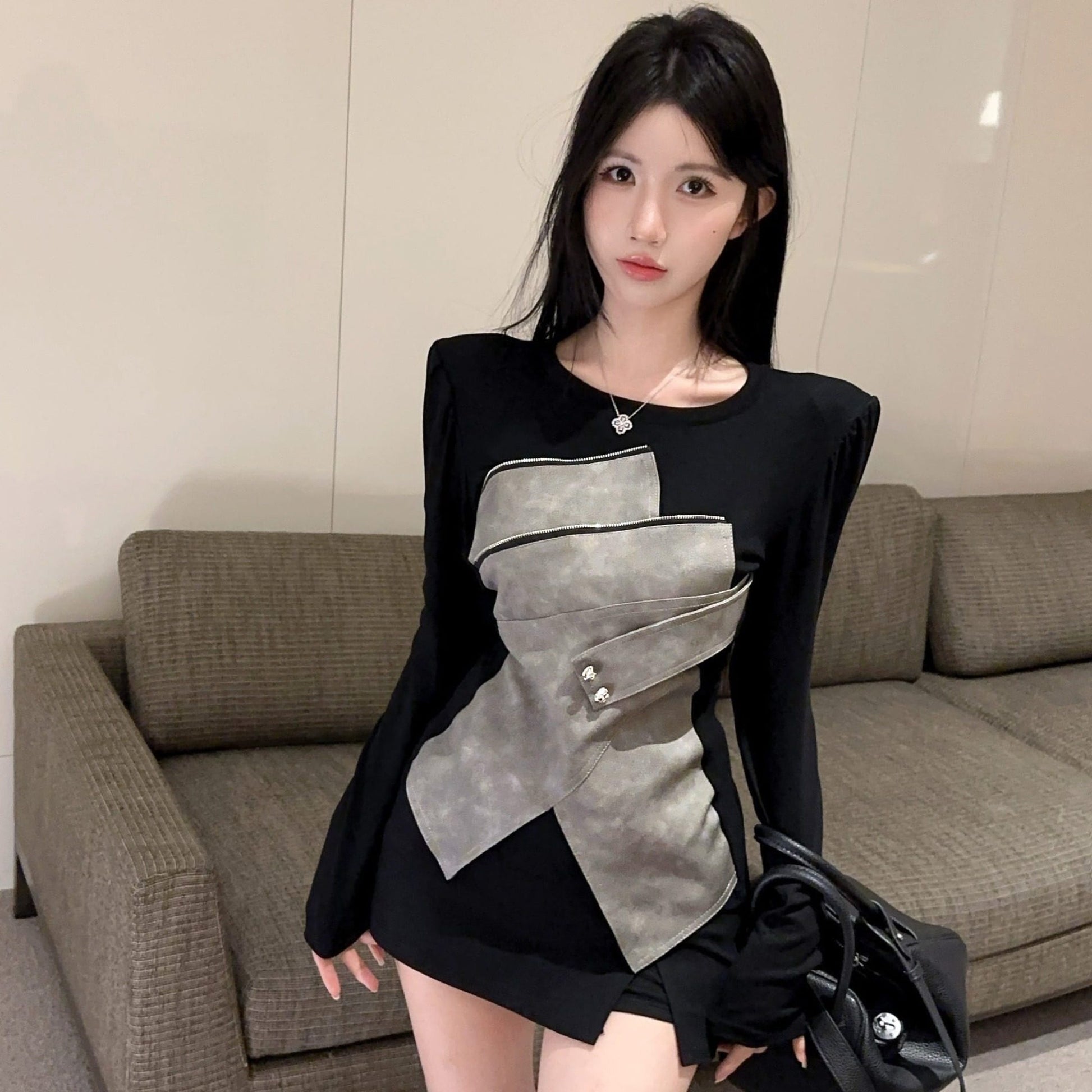 アシンメトリーコルセットトップス