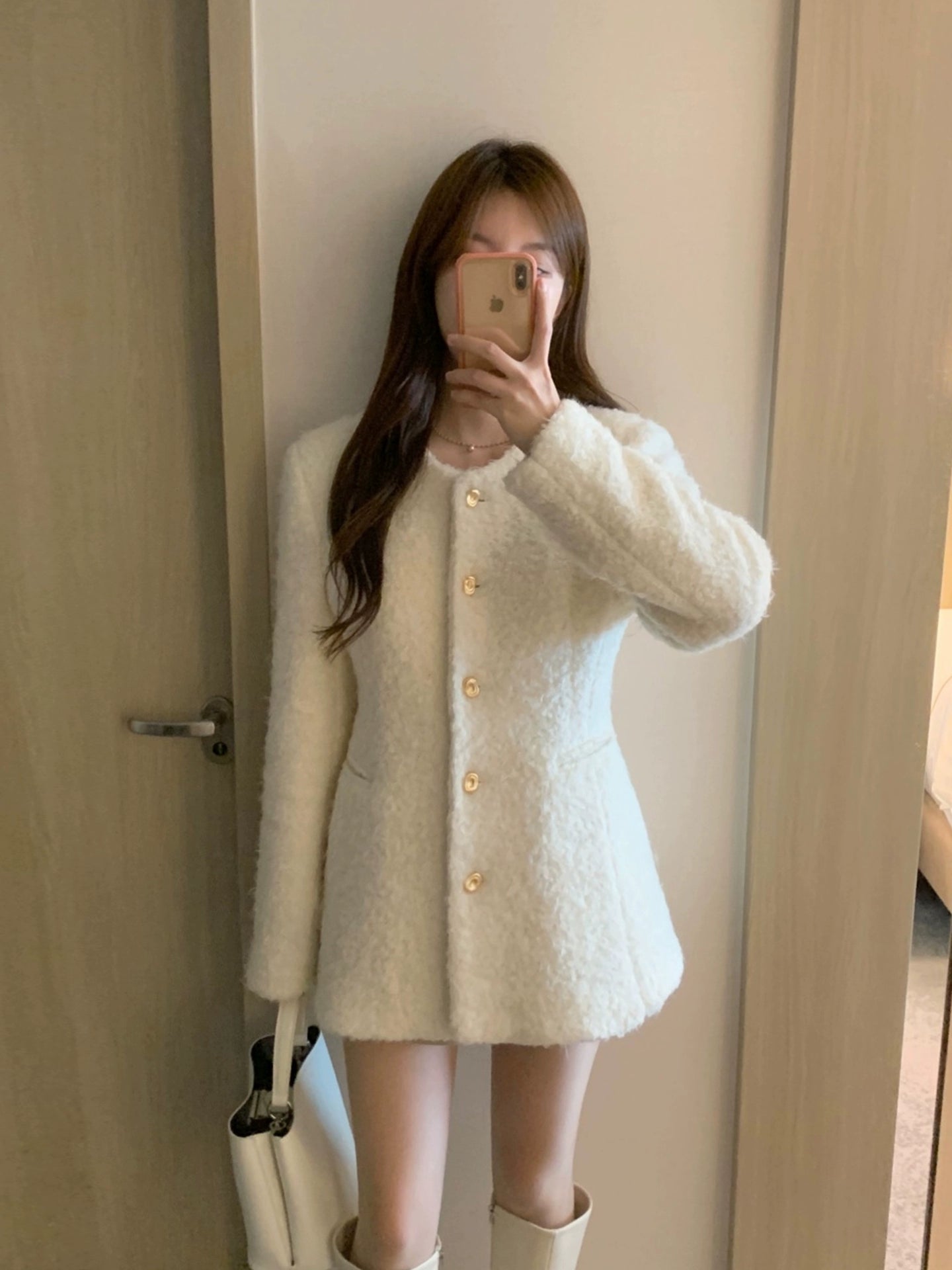 フレアシルエットウールライクジャケット