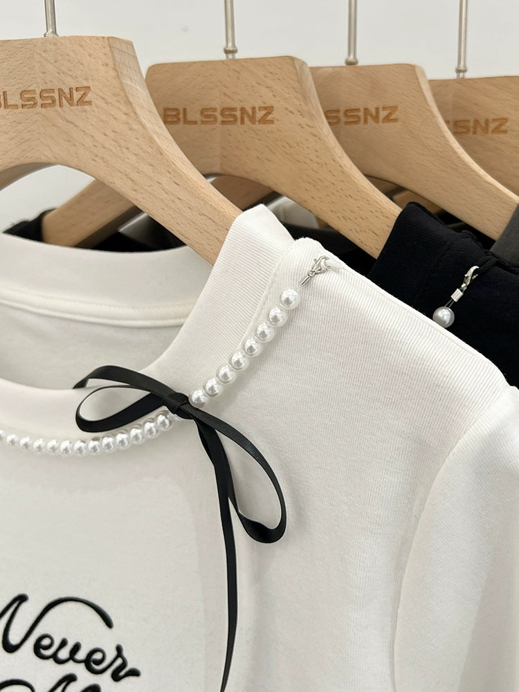 ラウンドネックコットンTシャツ