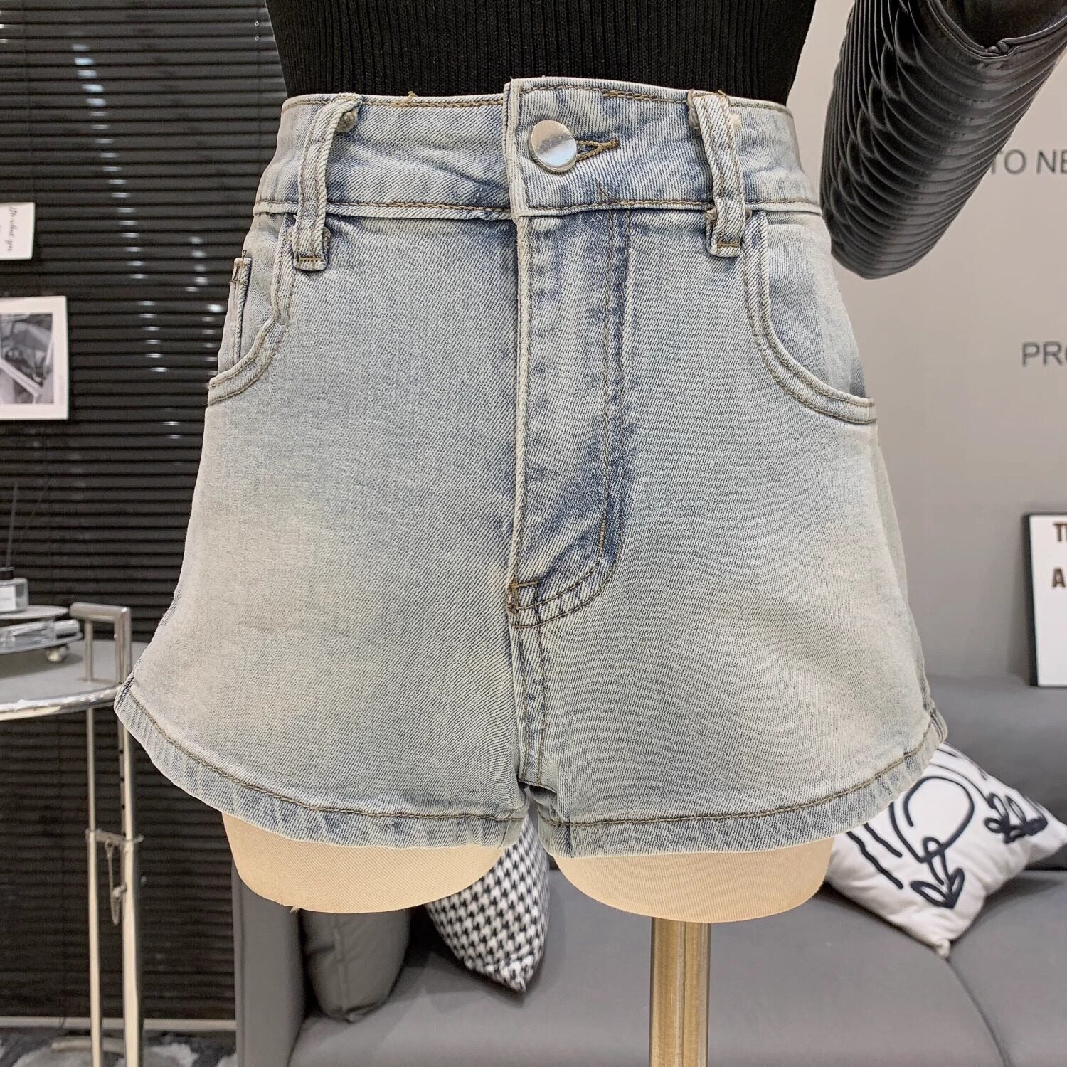 バックリボンデニムショート