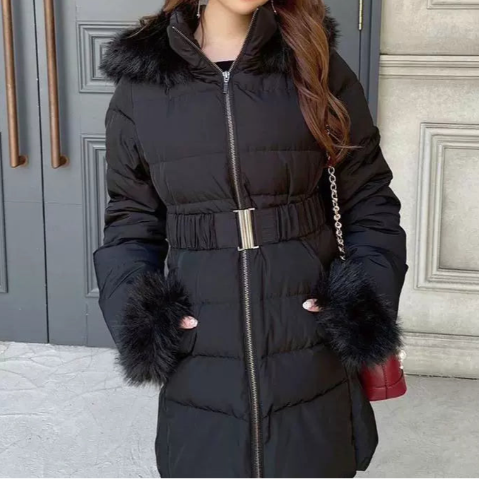 ベルトデザインファーダウンコート