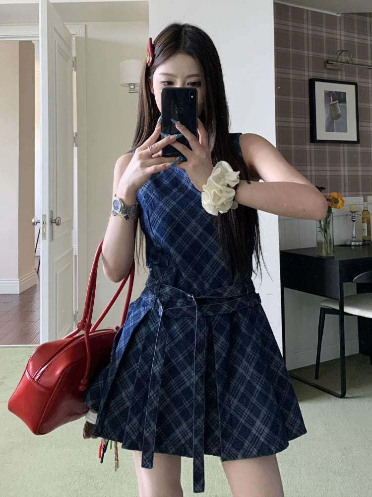 ベルトサマーチェックノースリーブワンピ – charme ベルトサマーチェックノースリーブワンピ – charme