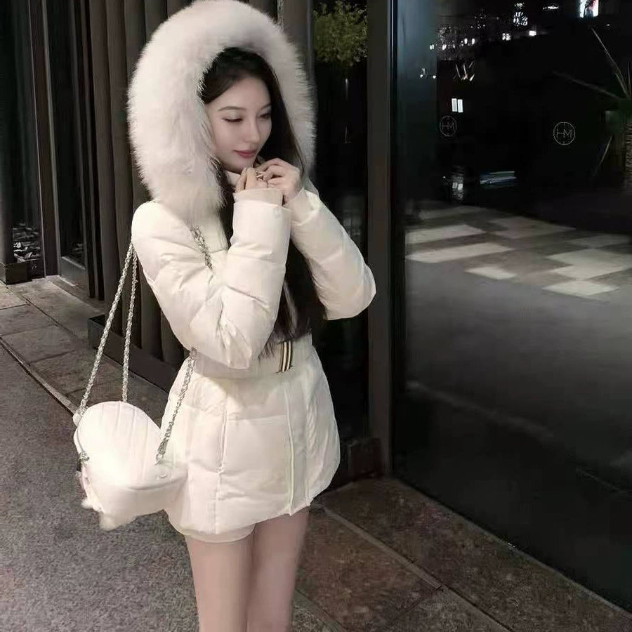 ベルトデザインファーダウンコート