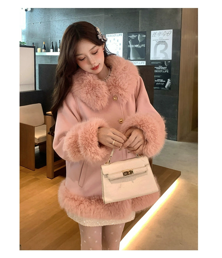 ダブルボタンファーコート