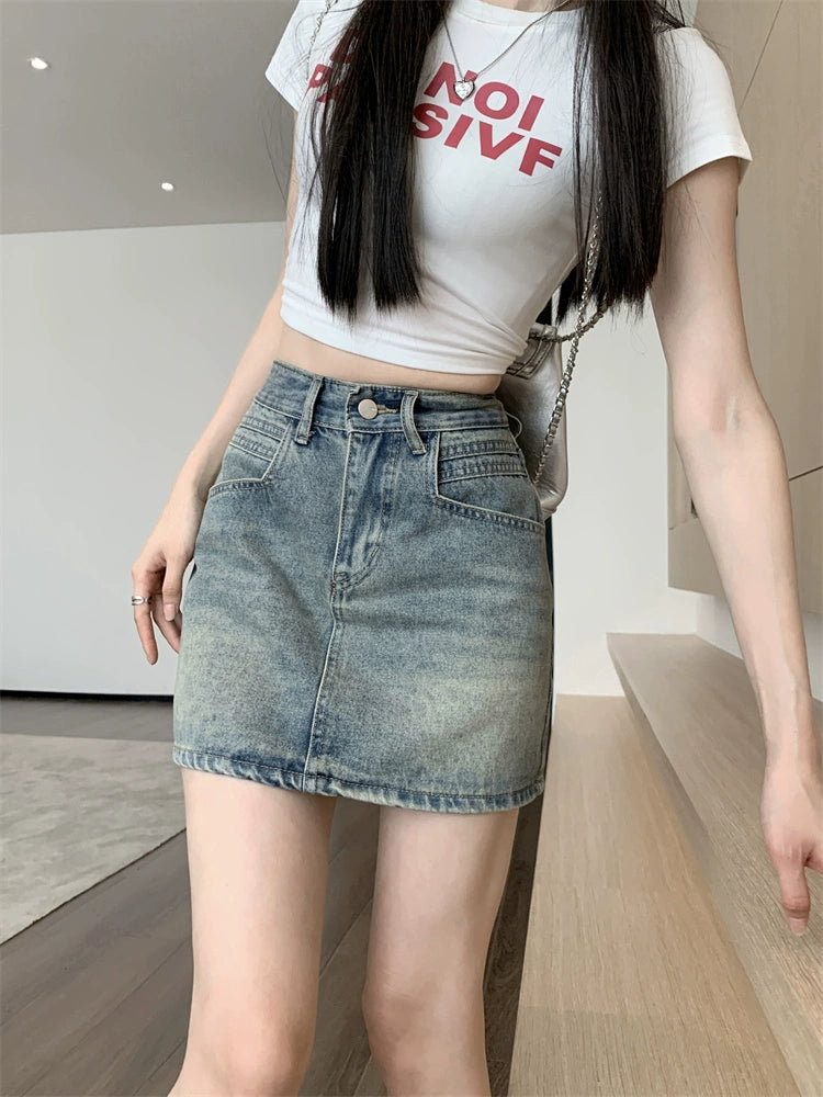 ウォッシュドデニムミニスカート