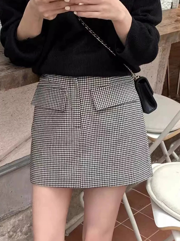 ハウンドトゥースデザインミニスカート