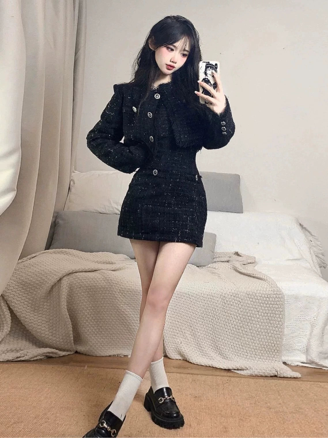 ツイードワンピースツーピースセット