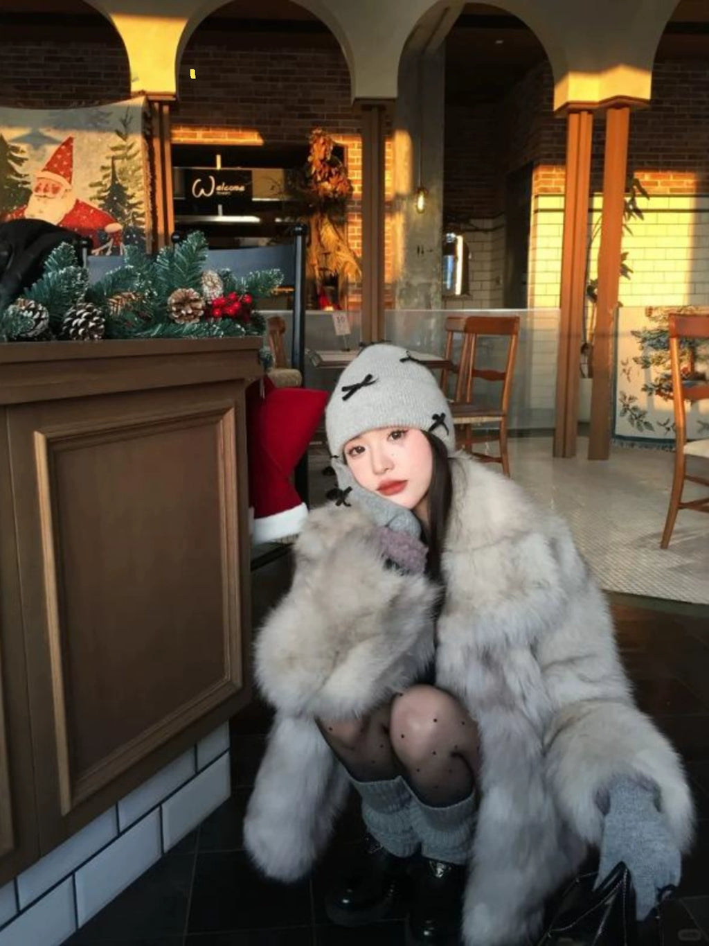 リナシメント】可愛いクリームホワイト!ふわふわ柔らかエコファー リナシメント】可愛いクリームホワイト!ふわふわ柔らかエコファー