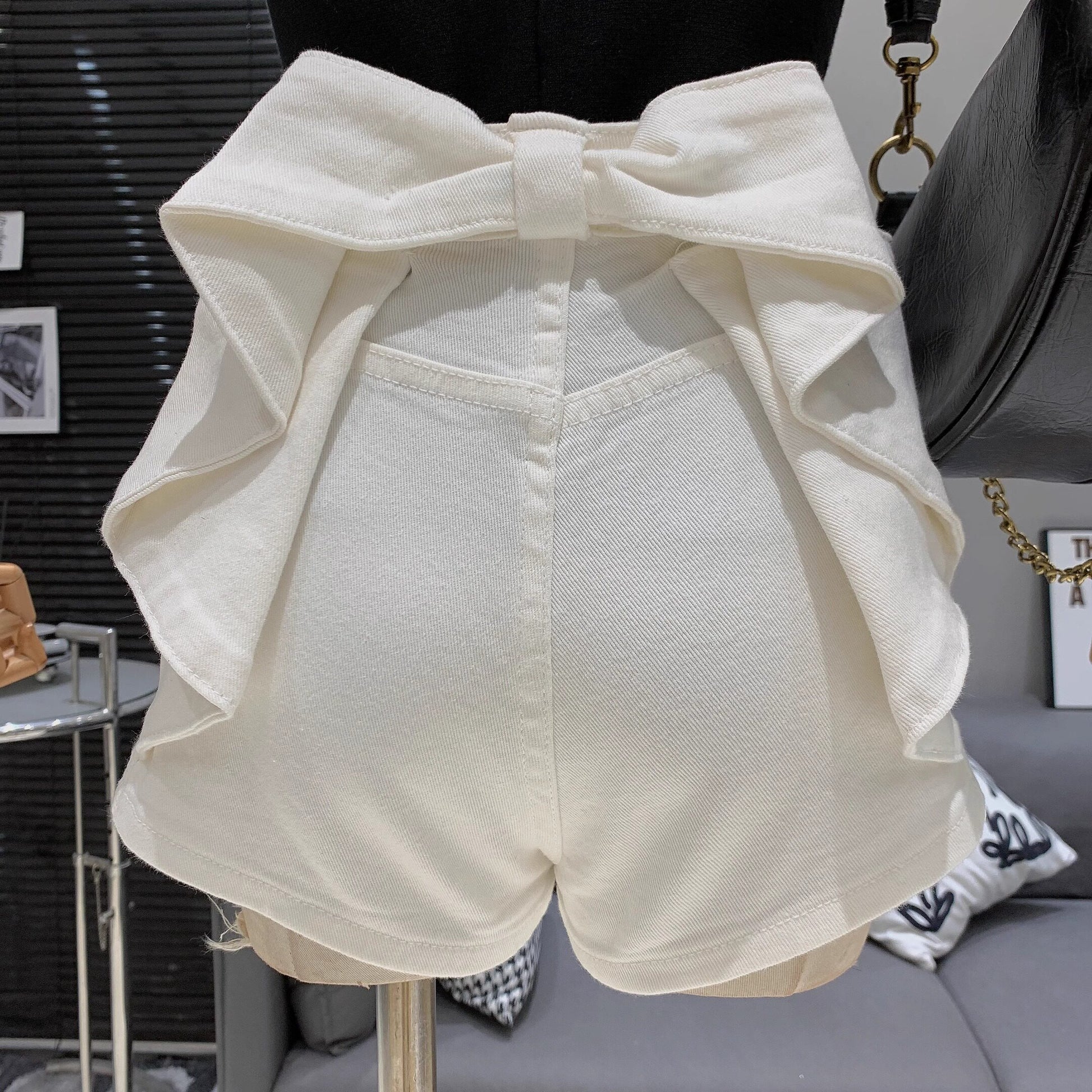 バックリボンデニムショート