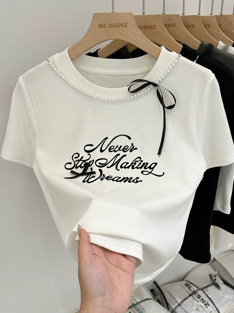 ラウンドネックコットンTシャツ