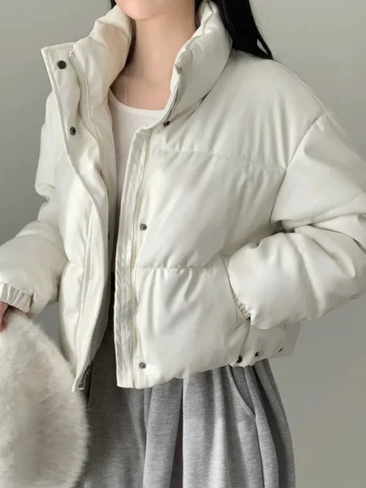 PUレザーショートブルゾン