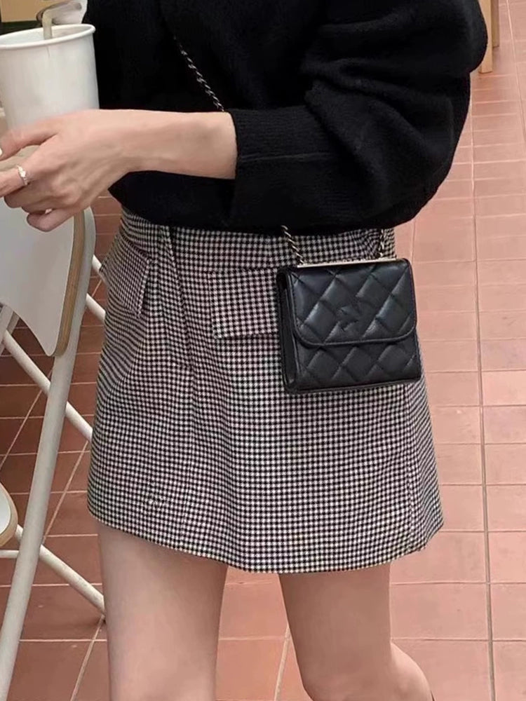 ハウンドトゥースデザインミニスカート