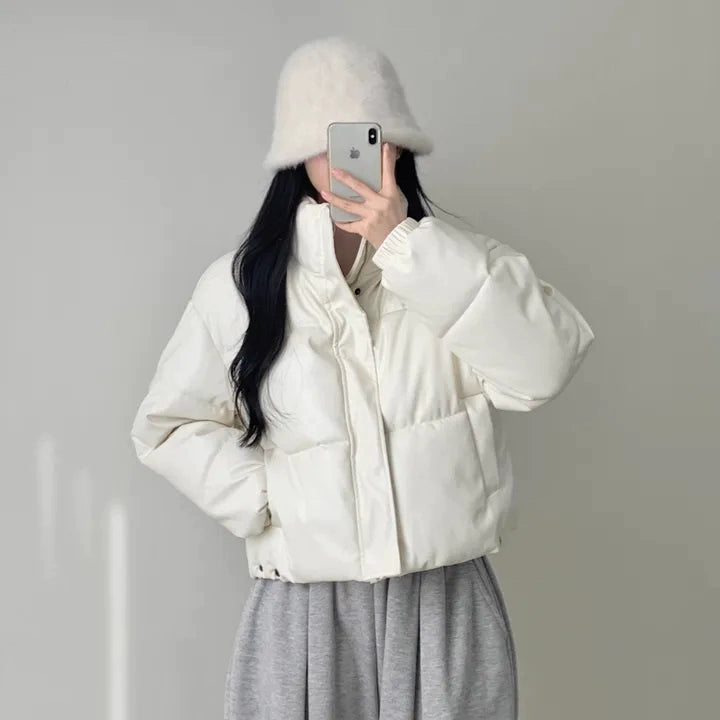 PUレザーショートブルゾン