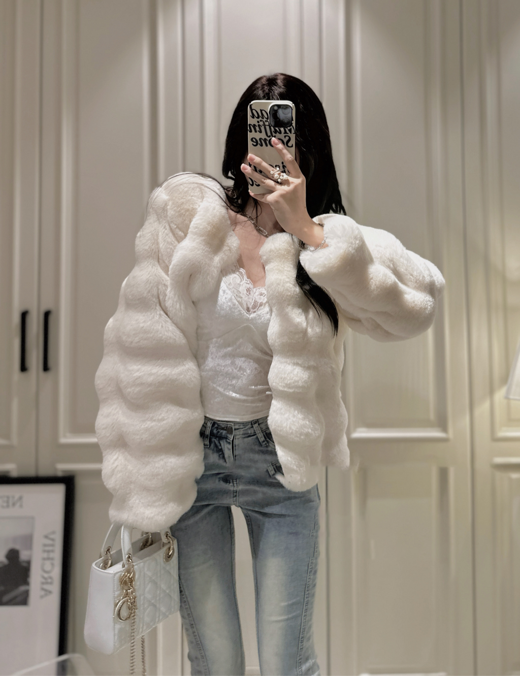 ワッフルフェイクファージャケット – charme