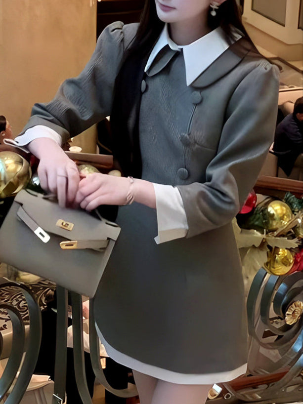 フロントボタンドッキングミニワンピース