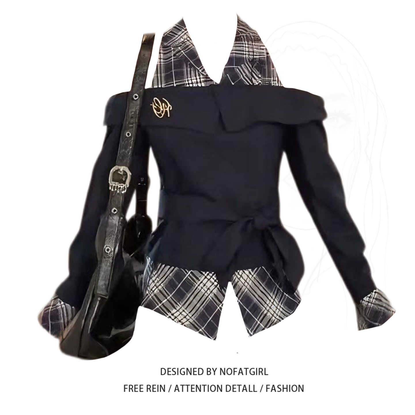 チェックシャツドッキングトップス