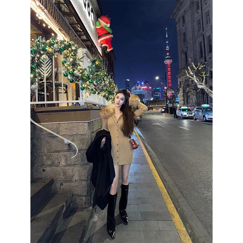 ラグジュアリーファーニットワンピ