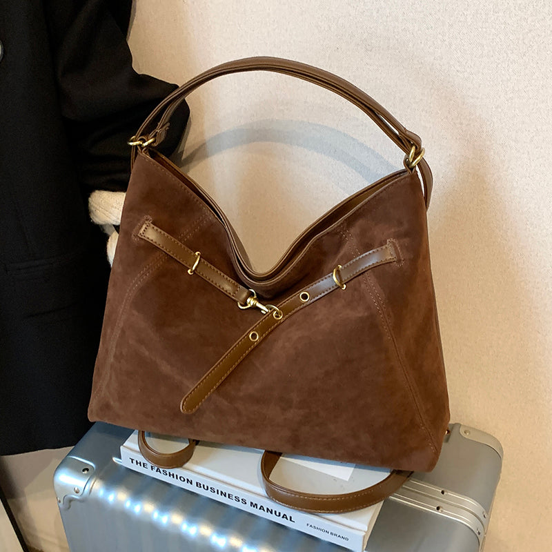 スエードシングルショルダー3wayトートバッグ