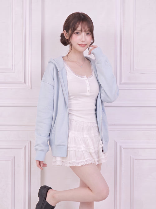 フェミニンリボンルーズシルエットパーカー