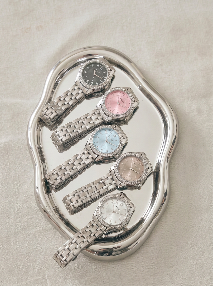 ジュエルベゼルメタルブレスレットウォッチ