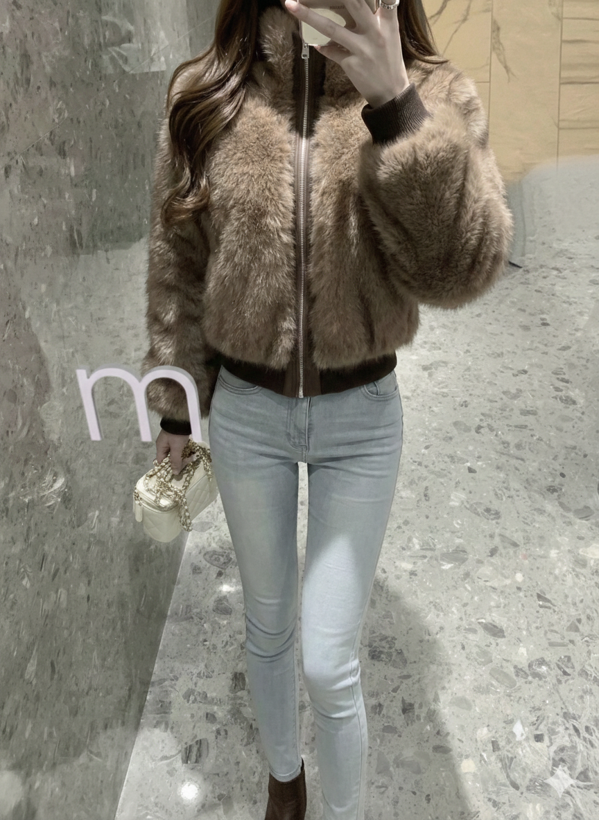 ハイネックミンクファーショートコート